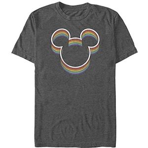 Disney Unisex T-shirt met korte mouwen Mickey Classic-Rainbow Ears Organic, Melange Black, L, Melange Black