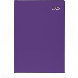 Collins Essential ESSA43.55-25 Agenda semainier 2025 avec couverture rigide en cuir Violet Format A4