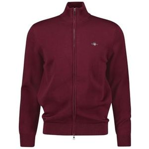 GANT Casual katoenen vest met ritssluiting voor heren, Robijn rood