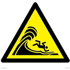 Panneau d'avertissement W065 : « High surf or large breaking waves » – 400 x 400 mm – S40