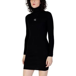 Calvin Klein Jeans Trui-jurk met rolkraag en badge, sweaterjurken, Zwart