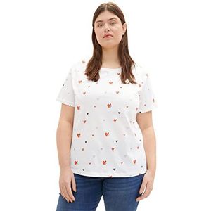 TOM TAILOR Dames T-Shirt 31252 Hart Rood Offwhite, 48/oversized, 31252 - offwhite hart rood