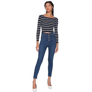 TRENDYOL Skinny jeans met hoge taille voor dames (1 stuk), Navy Blauw