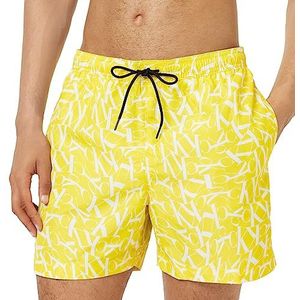 Calvin Klein Medium Drawstring-Print Boxershorts voor heren, Allover geel 02
