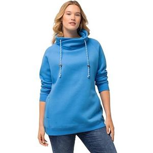 Ulla Popken Dames tweekleurig basic hoodie koord sweater hemelsblauw normaal blauw Sky Blue 75, Sky Blue75