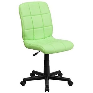 Flash Furniture Draaistoel van vinyl, gewatteerd, met centrale rugleuning, staal, 58,4 x 55,88 x 22,86 cm, groen