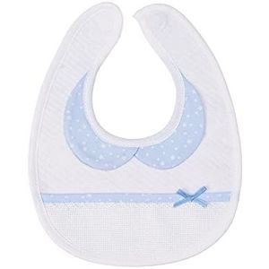 Filet - Babyslabbetje van zachte stof, wit en hemelhalsband, tas van Aida stof om te borduren, beschermt de kleding van de baby, braken en speeksel, 100% Made in Italy, kleur wit en hemelsblauw