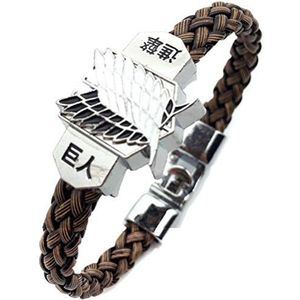 Yumoo Attack on Titan armband - Japanse gevlochten armband voor dames en heren, titanium, Titanium
