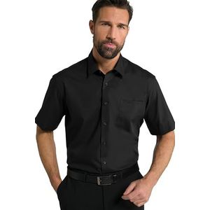 JP 1880 Heren grote maten Menswear L-8XL tot 8XL, hemd met korte mouwen, businesshemd, strijkvrije popeline, Kentkraag, borstzak 713990, zwart.