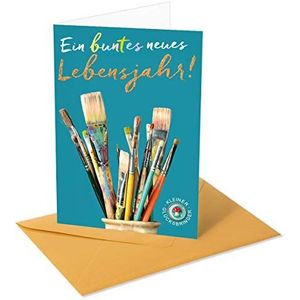 Verjaardagskaart met geluksbrenger en envelop