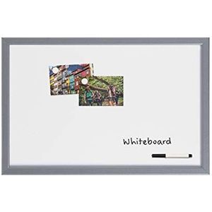 Bi-Office Whiteboard, magnetisch, zilverkleurig, met marker en 2 magneten, 60 x 40 cm