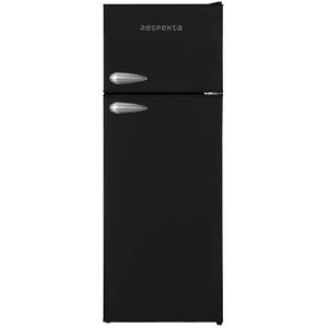 Respekta Retro koelkast met hoog vriesvak, 145 x 54 cm, 213 l/in hoogte verstelbare poten, wintermodus, snelvriesfunctie, KS144VS, zwart