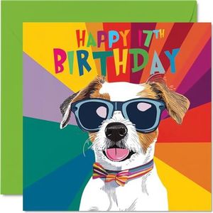 Verjaardagskaart voor jongens 17 jaar - Pawsome Cool Dog - verjaardagskaart voor jongens van 17 jaar, verjaardagskaart voor jongens van 17 jaar, verjaardagskaart voor zeventiende