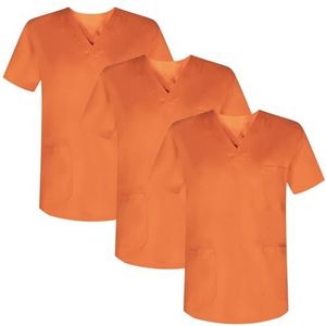 MISEMIYA Lot de 3 casaques sanitaires unisexes Uniformes sanitaires uniformes médicaux - S, orange, orange, S