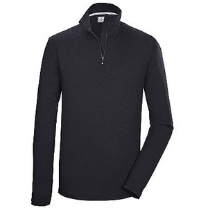 Killtec KSW 95 MN LS SHRT 40843-000 functioneel T-shirt met opstaande kraag en ritssluiting, maat M, zwart/blauw