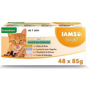 Iams Volwassen kat, natvoer in aardesaus, ""Land Collection"", 48 zakjes x 85 g