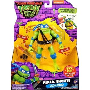 Teenage Mutant Ninja Turtles: Mutant Mayhem figuur Leonardo Deluxe Ninja Shouts, 14 cm, ideaal cadeau voor jongens van 4 tot 7 jaar en TMNT-fans