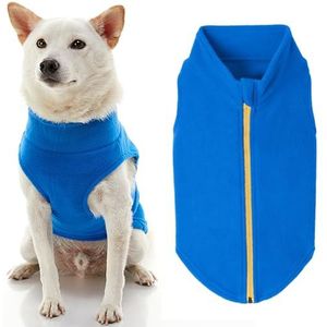 Gooby Hondentrui met ritssluiting, blauw, 3XL, warme fleecetrui voor honden zonder lijn, wintertrui voor kleine honden, kleding voor kleine en middelgrote honden