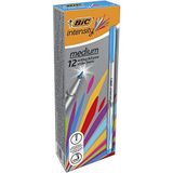 BIC Intensity puntpen, medium punt en metallic houder, lichtblauw, 12 stuks