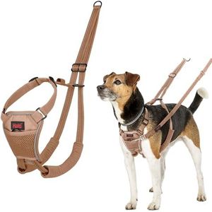 HALTI Anti-trekharnas, zodat je hond stopt met trekken aan zijn riem, gevoerde borst- en voorpoten, harnas voor kleine honden (maat S, woestijnzand)