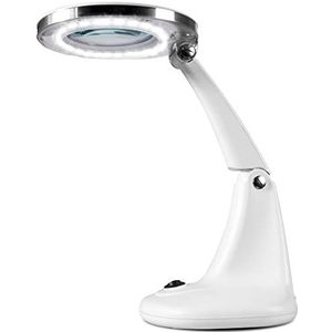 Fysic FL-30 LED Tafelloeplamp met ledlicht, tafellamp met vergrootglas om te knutselen, lezen, naaien, vrije tijd, werk, beperkt gezichtsvermogen (wit)