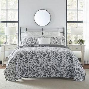 Laura Ashley Amberley beddengoed voor eenpersoonsbed, katoen, zwart, king