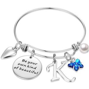 TINGN Valentijnsdag cadeau voor haar, meisjes, tieners, meisjes, eerste letter van blauw kristal, schattige vlinderarmband, Valentijnscadeau voor vrouwen, moeder, dochter, vriendin, vrouw