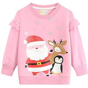 CM-Kid Meisjes sweatshirt lange mouwen shirt meisjes, 5# Kerstmis Roze