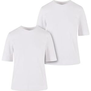 Urban Classics Lot de 2 t-shirts basiques pour femme - Col rond - Disponible en différentes couleurs - Tailles XS à 5XL, Blanc/blanc, 4XL