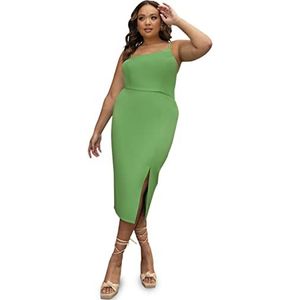 Chi Chi London Asymmetrische nauwsluitende jurk grote maat voor dames in groen speciale gelegenheid, groen, 46 grote maat, Groen