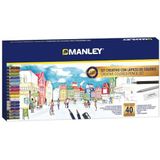 Manley Artist Quality 40-delige kleurpotlodenset, bevat 24 premium kleurpotloden, 8 metalen kleurpotloden, 6 grafietpotloden, 1 gum en 1 puntenslijper.