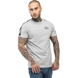 Lonsdale Brindister T-shirt pour homme Coupe droite, Gris chiné/noir/blanc, L