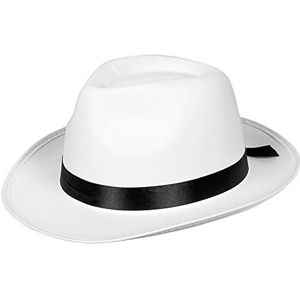 Boland 04372 - Mafia hoed wit zwart unisex hoed hoed masker gangster charleston jaren 20 kostuum carnaval themafeest
