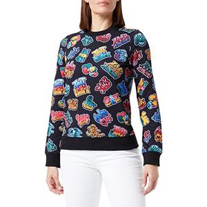Love Moschino Sweatshirt met lange mouwen voor dames, ronde hals, graffiti print fleece, graffiti nero