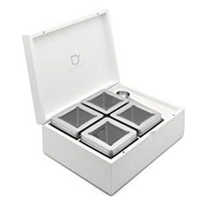 Bredemeijer Kleine houten theezakjesbox wit 23,8 x 18,1 cm - theedoos zonder venster met 4 losse theedozen en maatlepels