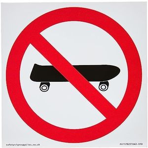 Panneau d'interdiction de skateboard P924 – 100 x 100 mm – S10