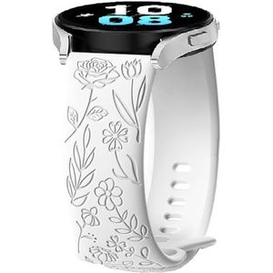 Bracelet de montre pour Garmin Vivoactive 4S/Venu 2S/Venu 3S/Vivomove 3S, Forerunner 255S Music/265S, 18 mm Fleur Silicone Sport Bracelet de Remplacement pour Huawei Watch GT 4 41 mm