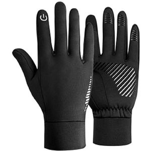 TRIWONDER Fietshandschoenen met touchscreen handschoenen motorfiets winter warme loophandschoenen voor heren dames sport fietsen skiën hardlopen (S, A - zwart)