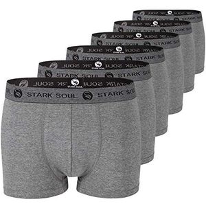 STARK SOUL Set van 6 boxershorts voor heren, katoen, boxershorts, maat M-XXL, 6 stuks grijs gemêleerd