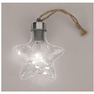 Glorex 6 7035 290 glazen ster met LED-lichtketting om op te hangen, ca. 8 x 9 x 3 cm, batterijen voor decoratie en sfeerverlichting