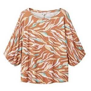 TOM TAILOR 1036792 T-shirt voor dames, 31758 - Abstracte bladeren bruin