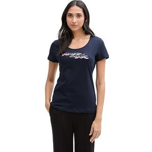 TOM TAILOR T-shirt pour femme avec imprimé, 10668 – Sky Captain Blue., XXS
