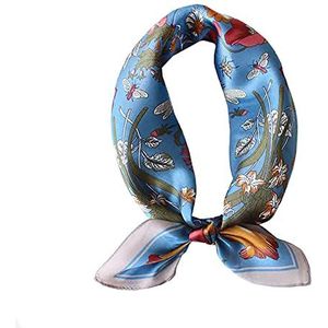 ANDANTINO Sjaal van 100% echte moerbeizijde – 53,3 x 53,3 cm – lichte sjaal – dames en heren – kleine vierkante sjaals met digitaal bedrukte sjaal, groen en blauw