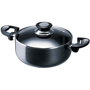 Beka 13078284 Pro Induc Antraciet Wokpan + glazen deksel van aluminium aan de binnenkant gecoat 28 cm