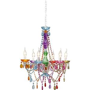 Kare Starlight Rainbow Design hanglamp, meerkleurig, diameter 55 cm, stalen frame, acrylkettingen, lamp niet inbegrepen, 70 x 55 x 55 cm (h x b x d)