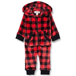 Hatley Little Blue House by Hooded Fuzzy Fleece Family Jumpuits Grenouillère, Red (Infant Jumpsuit-Plaid), XX-Small (Size: 18-24 Months) Femme