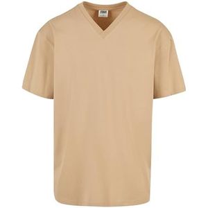 Urban Classics Oversized biologisch T-shirt met V-hals voor heren, Effen beige