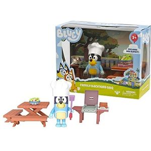 Giochi Preziosi - Bluey-BBQ-figuur met tafel en banken van PIC nic Grill keukenschep en kokshoed als accessoires voor kinderen vanaf 3 jaar, BLY10200
