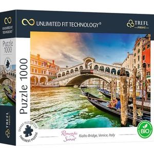 Trefl Prime - UFT Romantic Sunset puzzels: Rialto Bridge, Venice, Italy - 1000 stukjes, dik karton, biologisch, Italië, Venetië, entertainment voor volwassenen en kinderen vanaf 12 jaar