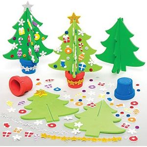 Baker Ross AX427 Knutselset voor kerstboom, 4 stuks, feestambachten voor kinderen, activiteitensets en kerstcadeaus voor kinderen